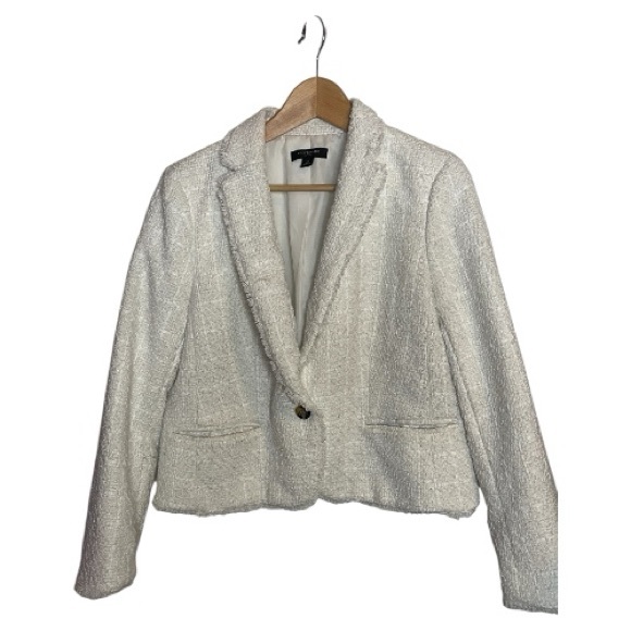 Ann Taylor Jackets & Blazers - Ann Taylor l Petite 14P l  Ivory Tweed Cropped Blazer Jacket l Poshmark